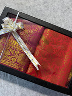 Premium Red and Pink Banarasi Silk Fashion Stole Gift Set of Two Stylish Wrap for Festive | College | Casual | Night Parties - Luxurion World