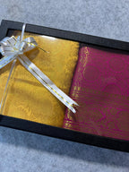 Premium Pink and Yellow Banarasi Silk Fashion Stole Gift Set of Two Stylish Wrap for Festive | College | Casual | Night Parties - Luxurion World