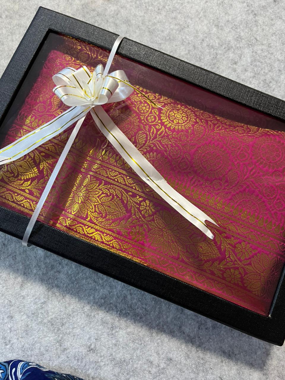 Premium Pink Banarasi Silk Fashion Stole Gift Box Stylish Wrap for Festive | College | Casual | Night Parties - Luxurion World
