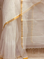 White Jamdani Muslin Silk Saree - Luxurion World