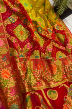 Green Red Georgette Banarasi Bandhani Meenakari Saree