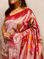 Pink Paithani Pure Silk Saree Muniya Border Brocade Bridal Wedding