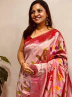 Pink Paithani Pure Silk Saree Muniya Border Brocade Bridal Wedding