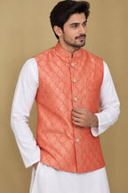 Elegant Orange Banarasi Brocade Silk Jacket: A Timeless Statement Piece