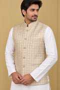 Stunning Off White Banarasi Silk Jacket: Luxurious Style and Versatility