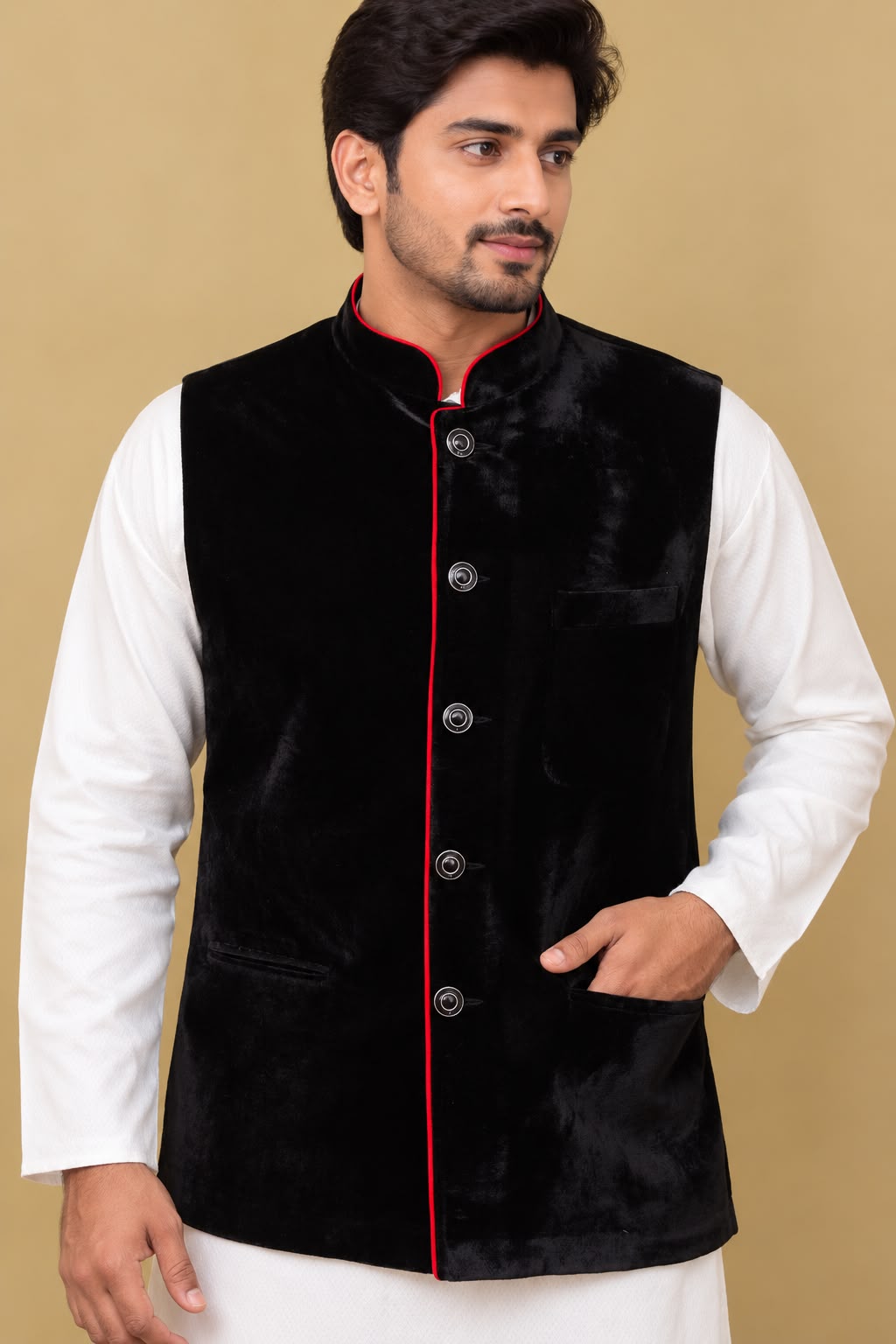 Black Velvet Nehru Jacket