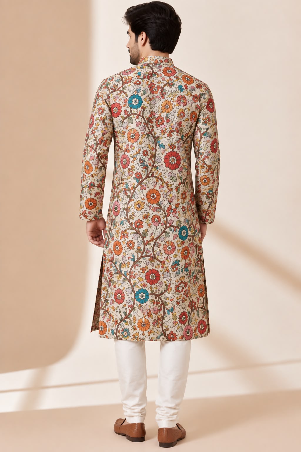 Pastel Kalamkari Tussar Silk Kurta