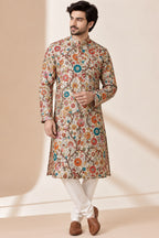 Pastel Kalamkari Tussar Silk Kurta