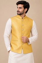 Stunning Yellow Banarasi Brocade Silk Jacket: A Must-Have Ethnic Fashion Piece