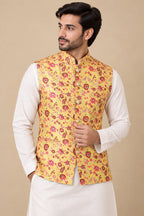 Exquisite Yellow Banarasi Silk Meenakari Floral Jacket: A Captivating Masterpiece