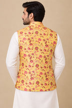Exquisite Yellow Banarasi Silk Meenakari Floral Jacket: A Captivating Masterpiece