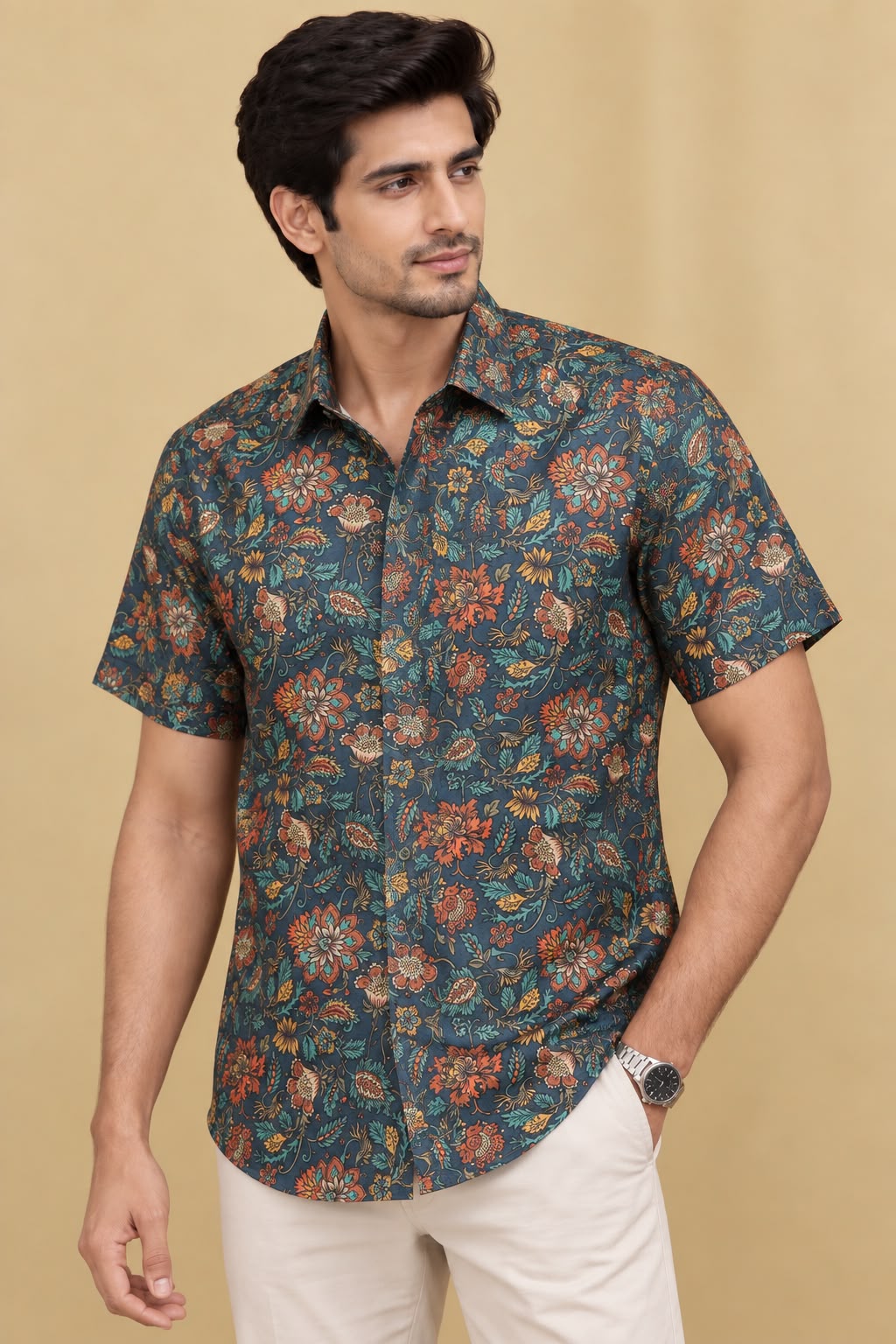 Colorful Kalamkari Tussar Silk Shirt