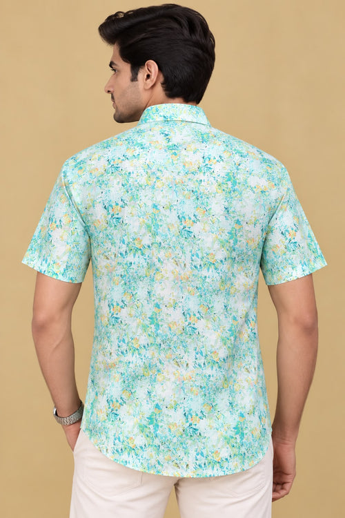 Colorful  Multicolor Digital Printed Wrinkle Free Linen Cotton Shirt