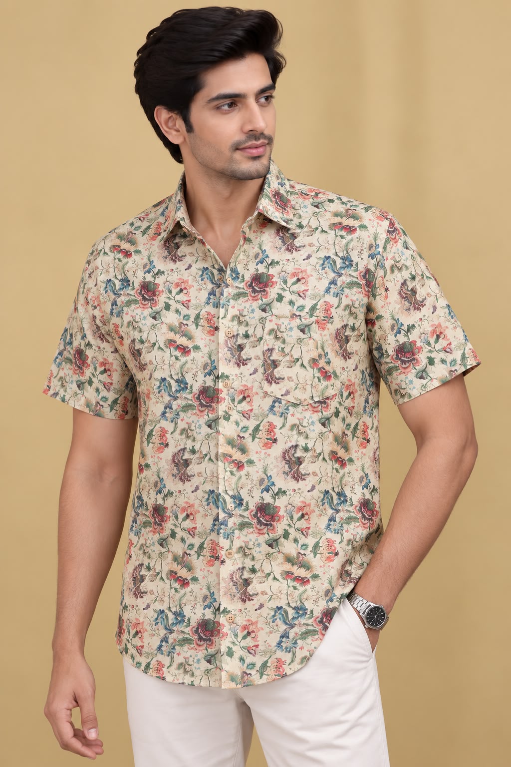 Colorful Kalamkari Tussar Silk Shirt