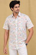 Vibrant Multicolor Wrinkle Free Cotton Linen Digital Printed Shirt