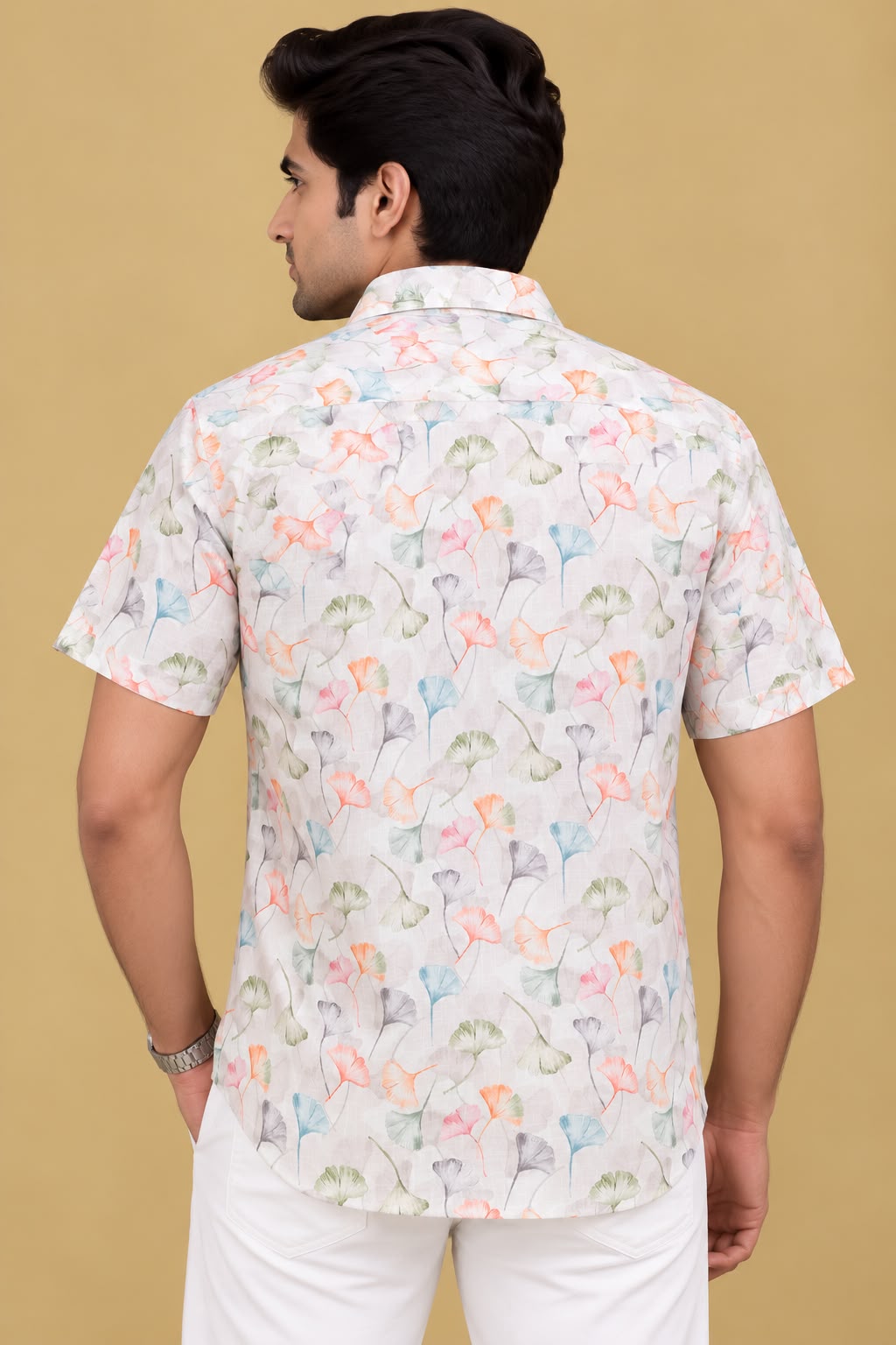 Vibrant Multicolor Wrinkle Free Cotton Linen Digital Printed Shirt