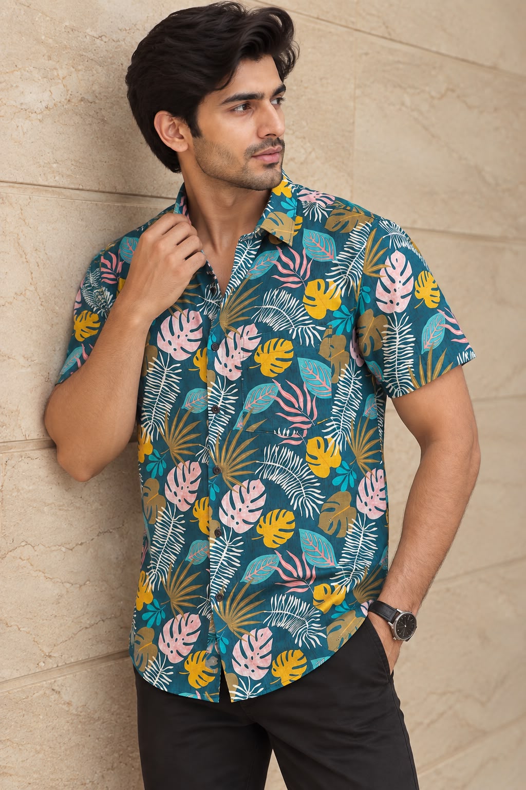 Multicolor Cotton Linen Digital Printed Shirt