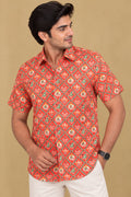 Stunning Red Digital Printed Patola Design Tussar Silk Shirt