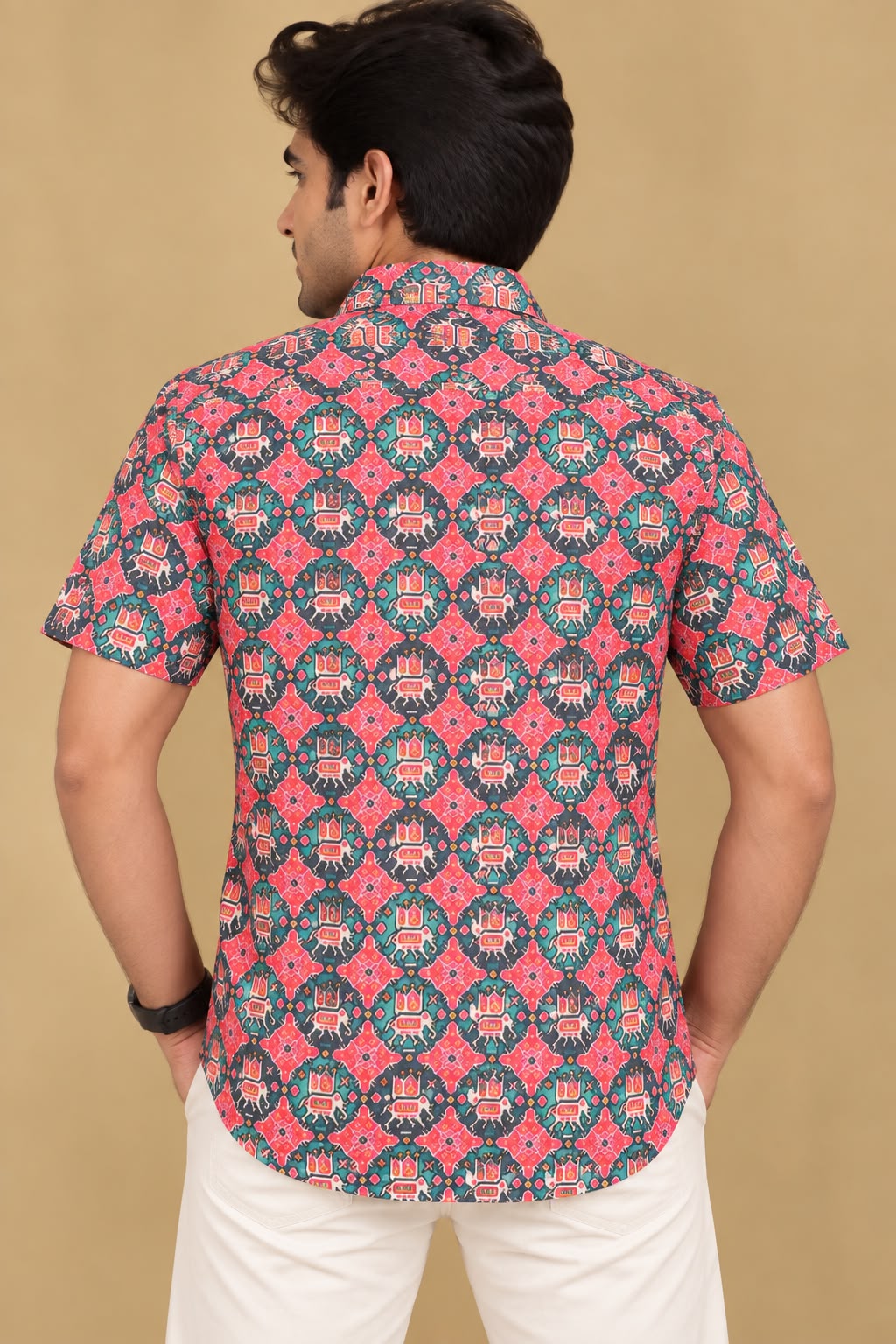 Vibrant Patola Design Tussar Silk Shirt