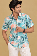 Multicolor Cotton Linen Digital Printed Shirt
