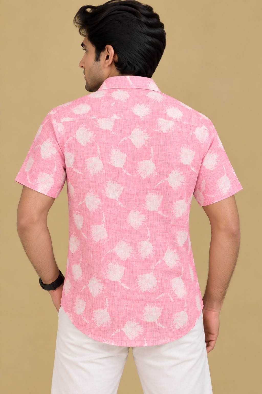 Pretty in Pink: Cotton Linen Digital Printed Shirt