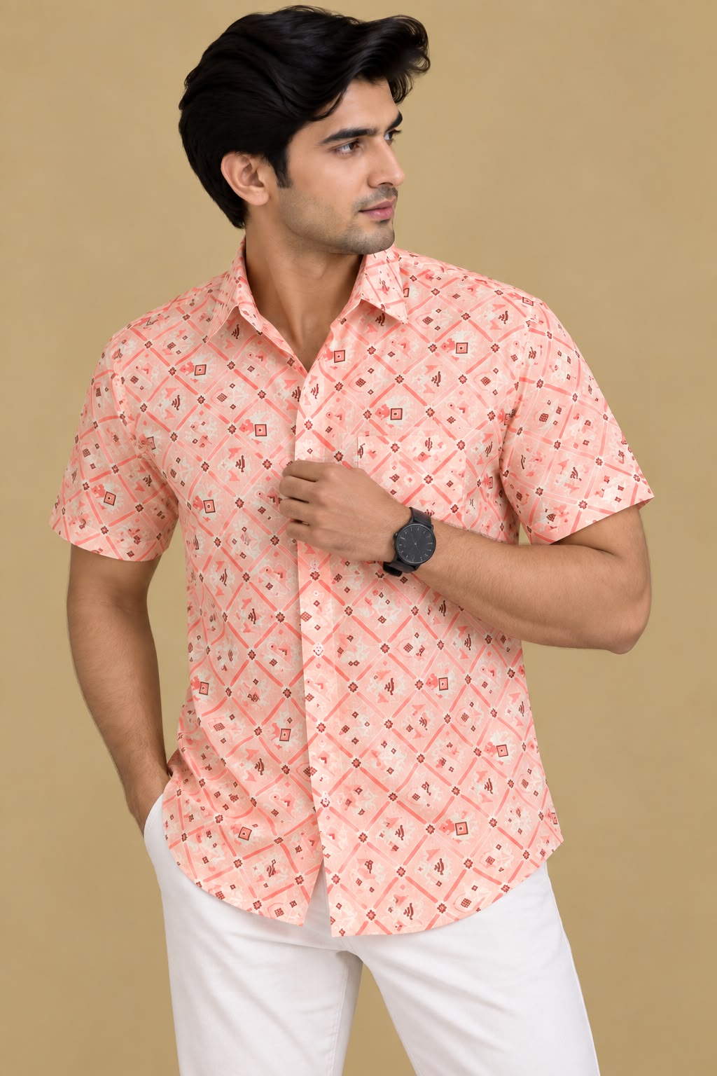 Stylish Pink Patola Tussar Silk Shirt