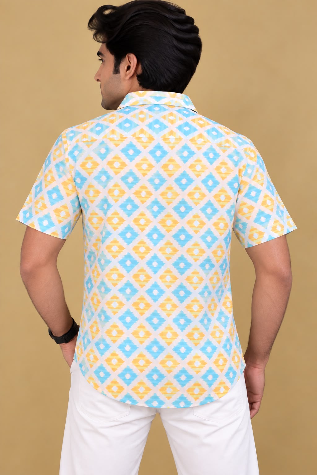 Vibrant Multicolor Wrinkle Free Cotton Linen Digital Printed Shirt