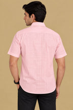 Soft Pink Plain Linen Cotton Full Sleeve Shirt