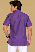 Stylish Purple Plain Silk Short Kurta