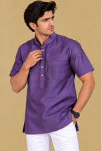 Stylish Purple Plain Silk Short Kurta