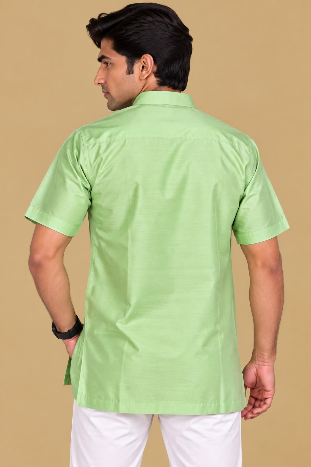 Stylish Green Plain Silk Short Kurta