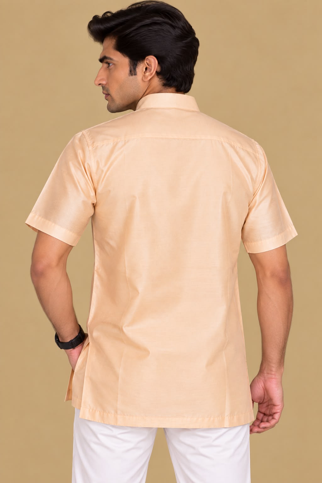 Peach Silk Short Kurta: Simple Elegance for Summer