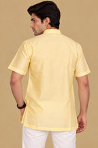 Stylish Cream Plain Silk Short Kurta