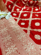Red Banarasi Pure Katan Silk Saree Handloom Weave Bridal