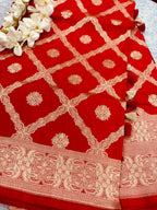 Red Banarasi Pure Katan Silk Saree Handloom Weave Bridal