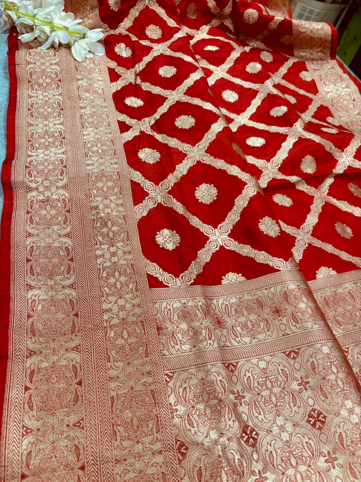 Red Banarasi Pure Katan Silk Saree Handloom Weave Bridal