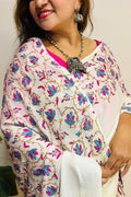White Kashmiri Sozni Pure Crepe Saree—Full Jaal Embroidery, Bridal & Wedding