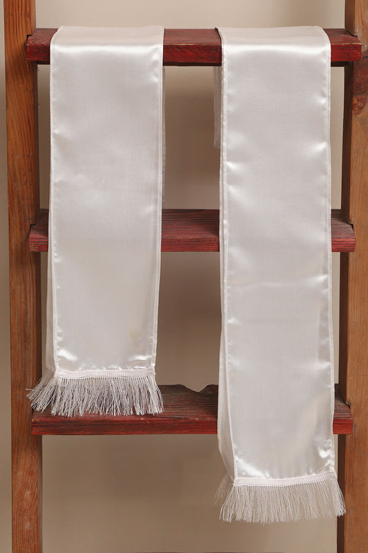 Luxurion World’s White plain unisex silk printed stole bring timeless elegance, making every wedding, anniversary, birthday, or celebration special by welcoming guests with warmth and grace - Luxurion World