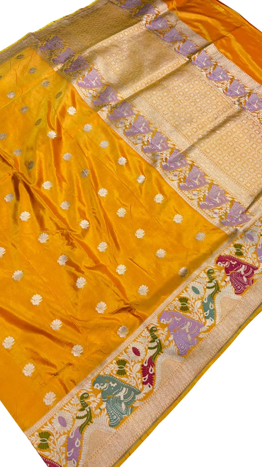 Yellow Banarasi Handloom Pure Katan Silk Saree