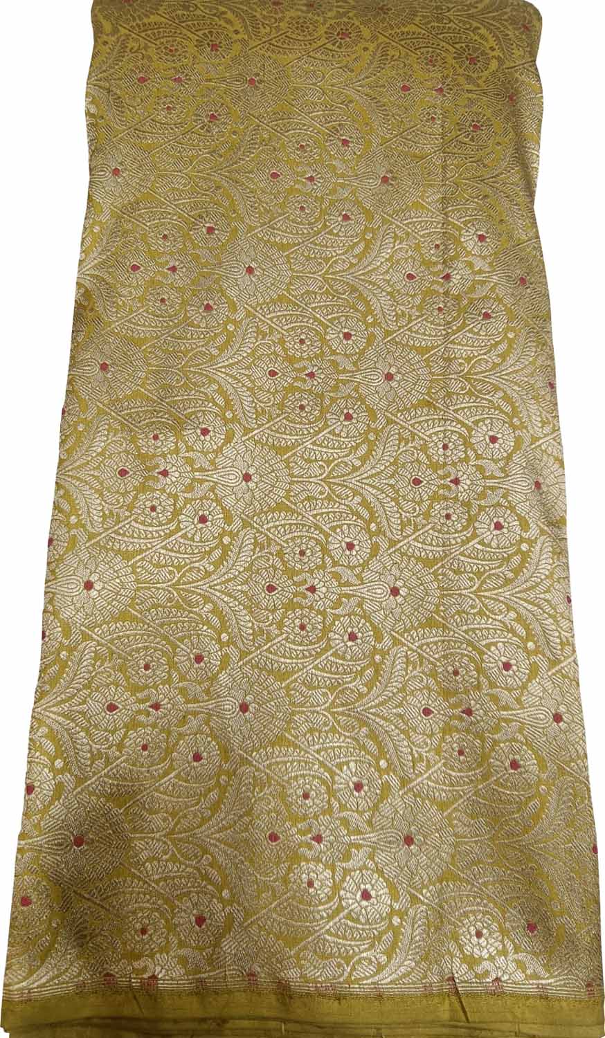 Yellow Banarasi Handloom Katan Silk Fabric