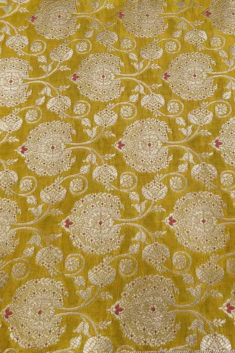 Yellow Banarasi Handloom Katan Silk Fabric