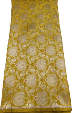 Yellow Banarasi Handloom Katan Silk Fabric