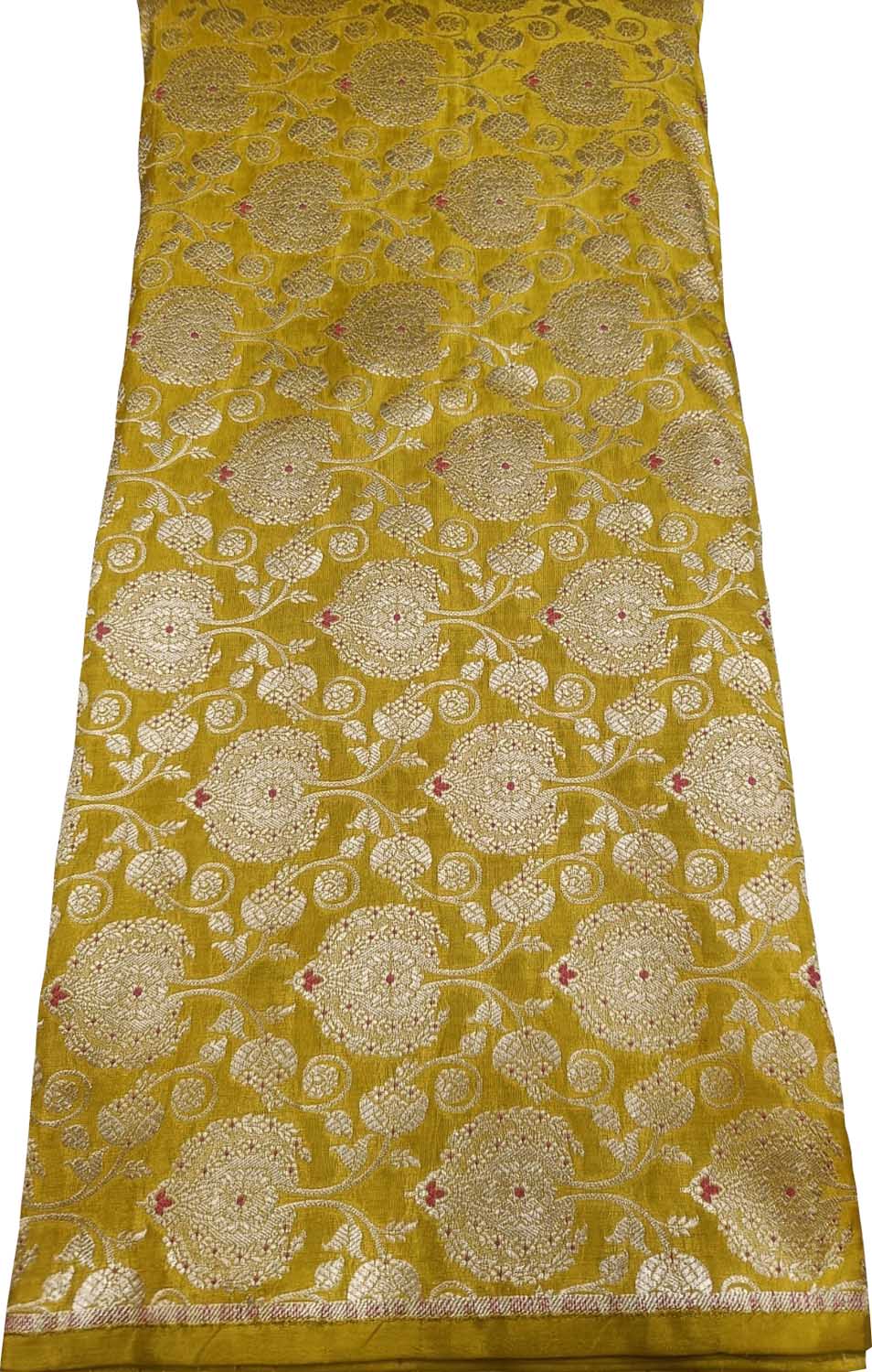 Yellow Banarasi Handloom Katan Silk Fabric