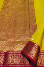 Yellow Chanderi Handloom Pure Katan Silk Saree