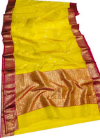 Yellow Chanderi Handloom Pure Katan Silk Saree