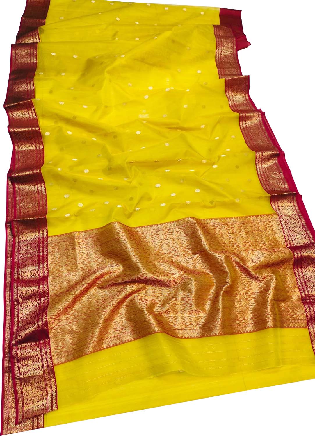 Yellow Chanderi Handloom Pure Katan Silk Saree