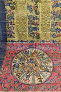 Yellow Hand Painted Kalamkari Pure Tussar Silk Saree