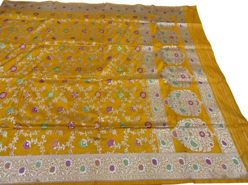 Yellow Handloom Banarasi Pure Katan Silk Dupatta