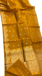 Yellow Banarasi Kora Organza Saree Festive