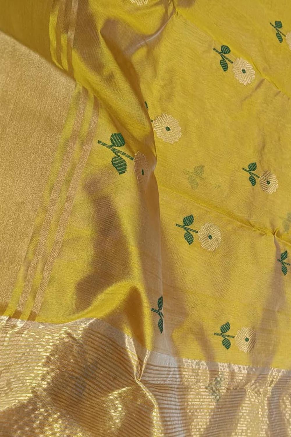 Yellow Handloom Chanderi Pure Silk Saree
